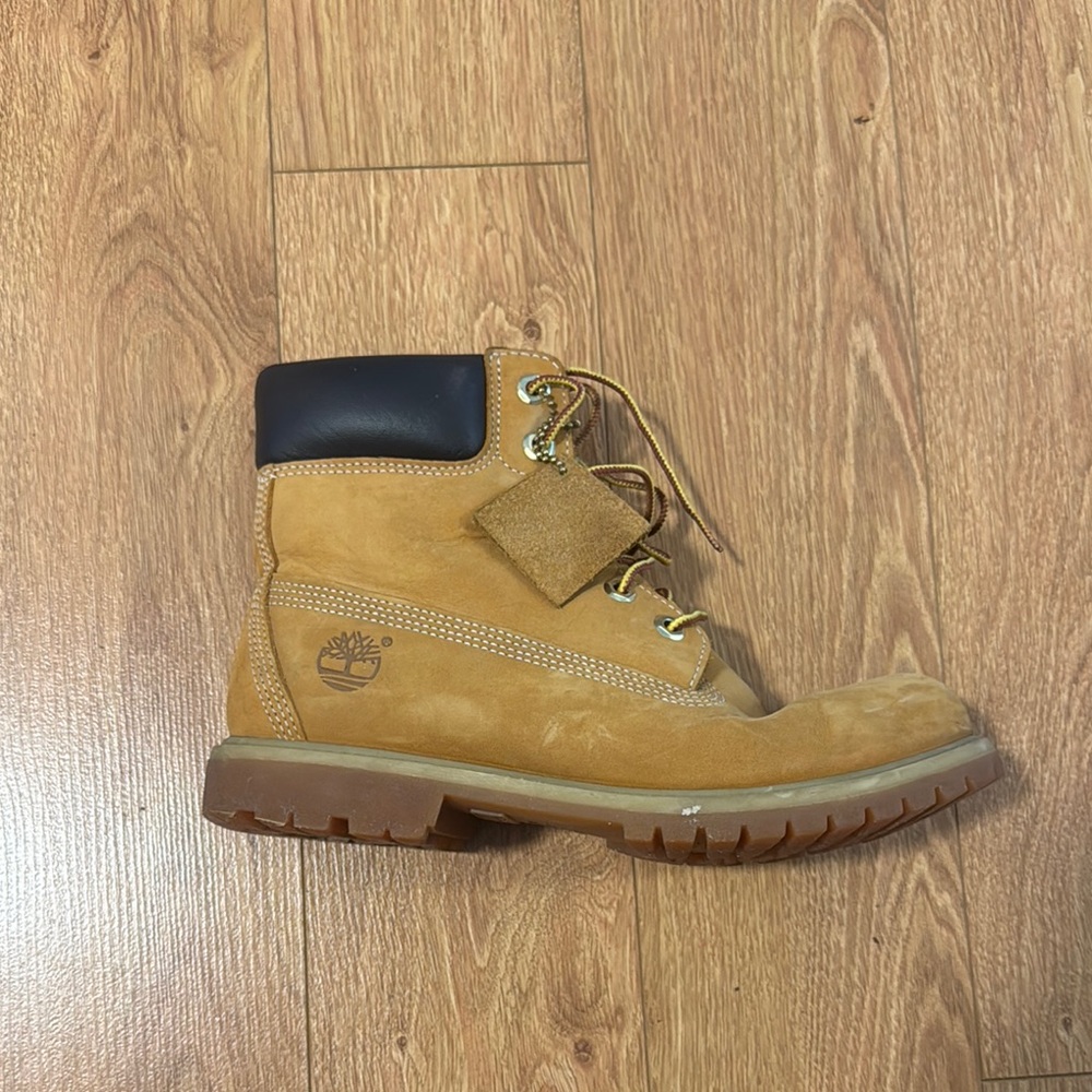 Timberland Wheat Nubuck Boots with Black Collar
